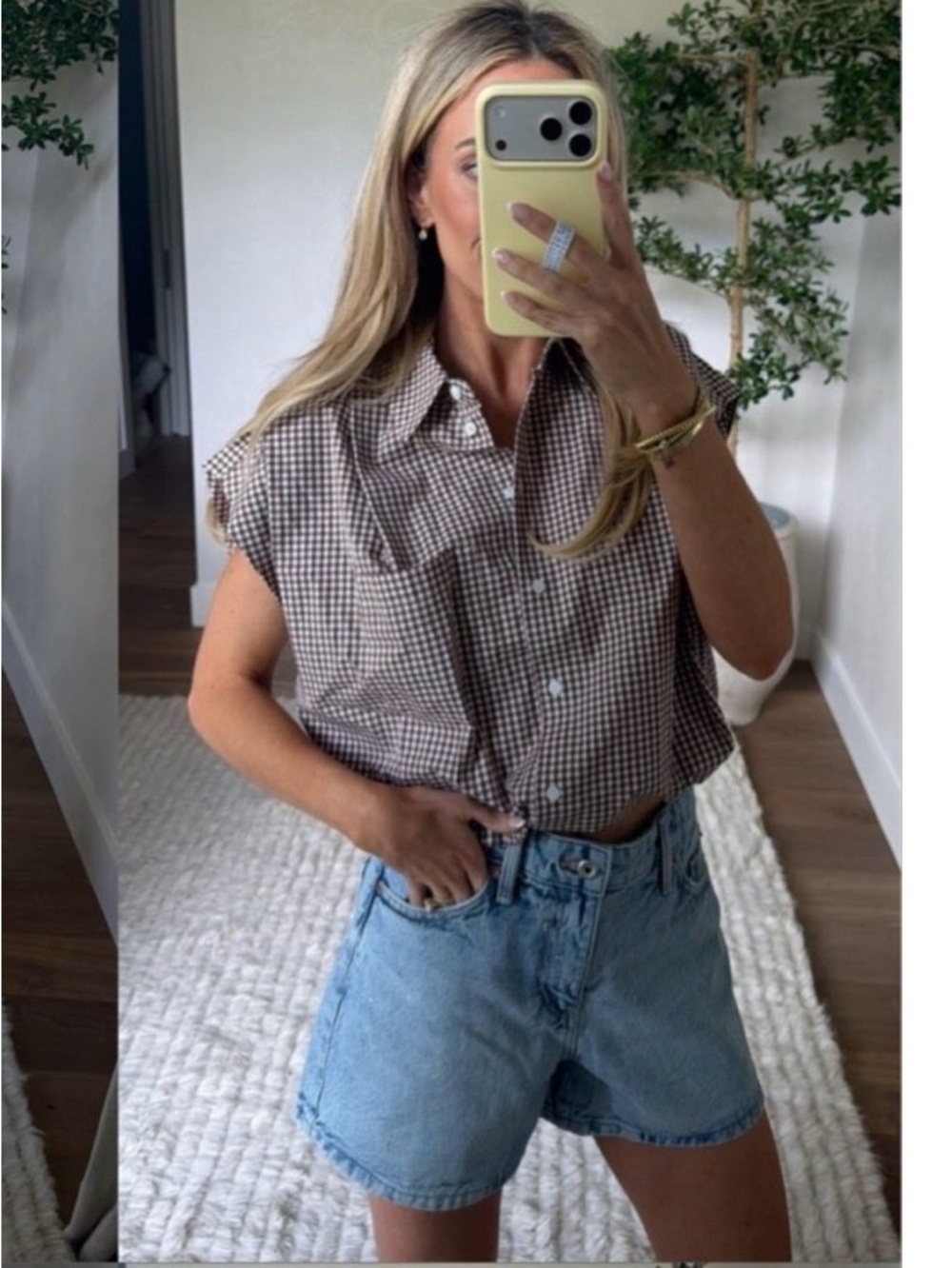 Zara Cropped Gingham Shirt
